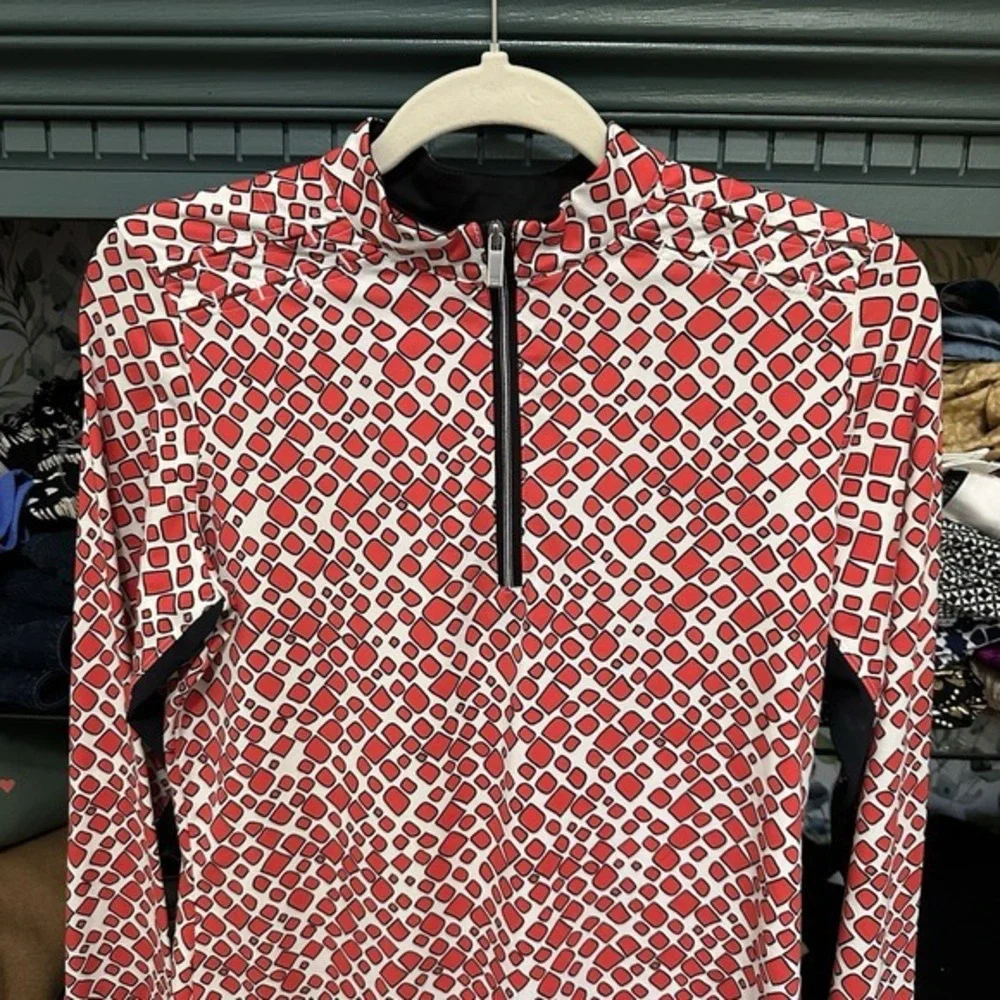 Tail Activewear Geometric Print Red Black White Long Sleeve 1/4 Zip Sz S‎ - Picture 4 of 10